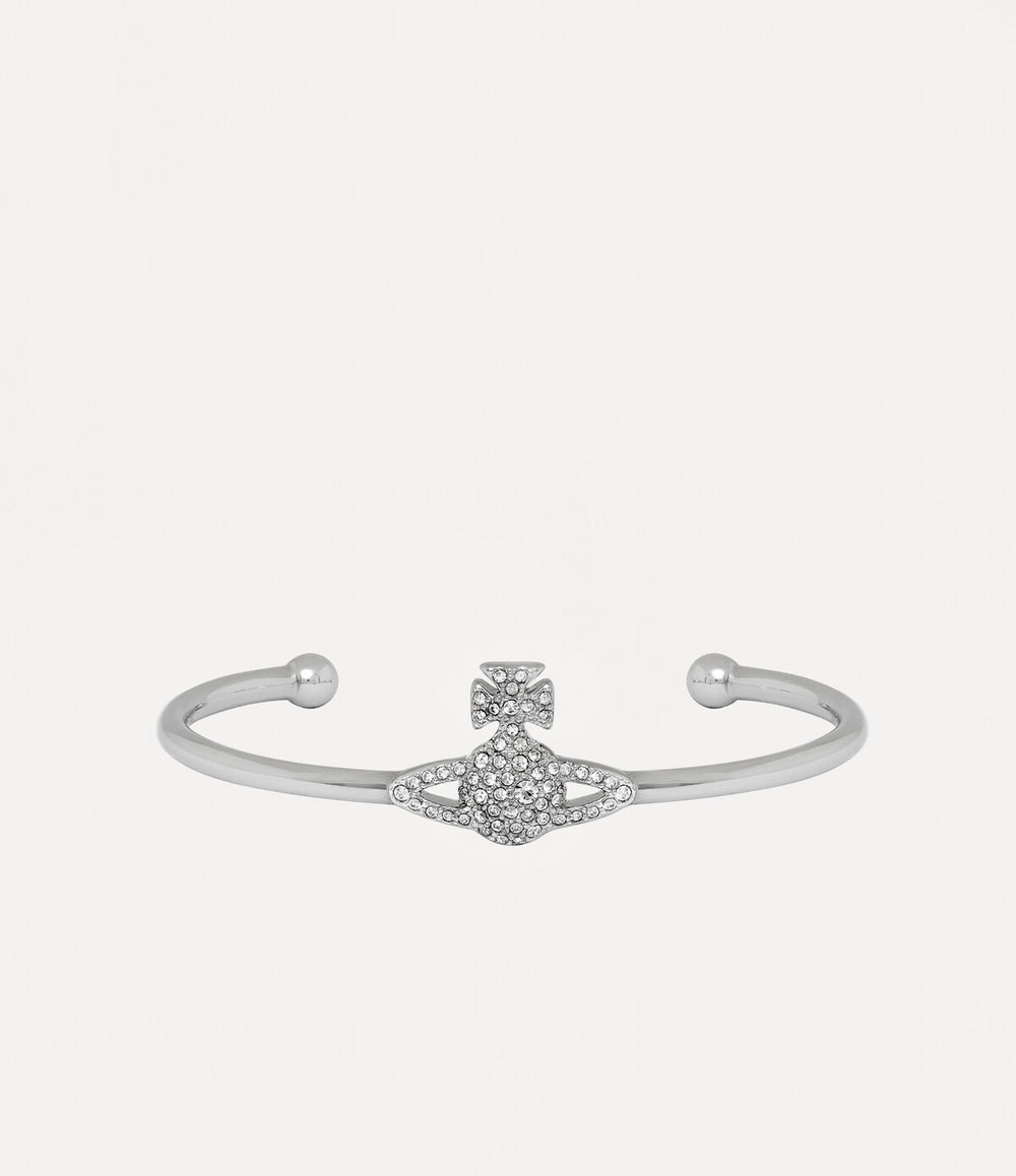 Grace Bas Relief Open Bangle - Platinum / Crystal Crystal