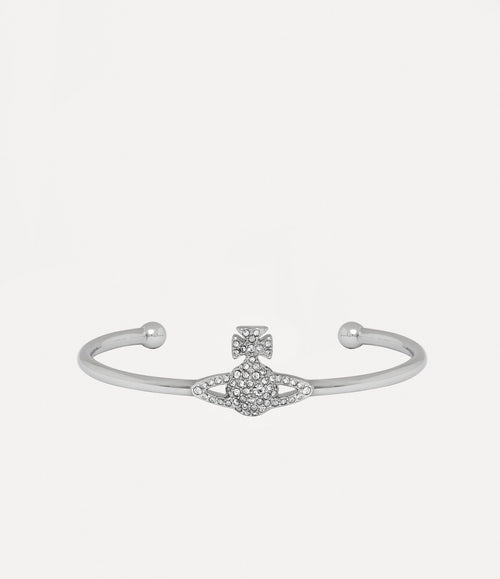 Grace Bas Relief Open Bangle - Platinum / Crystal Crystal