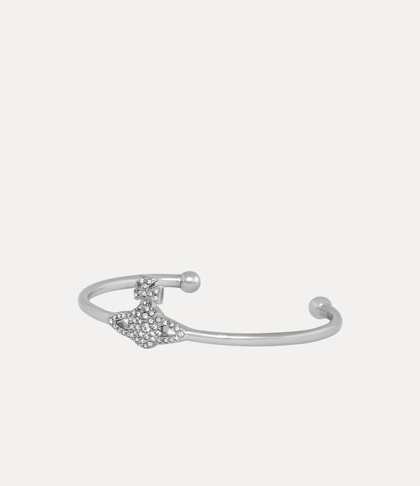 Grace Bas Relief Open Bangle - Platinum / Crystal Crystal