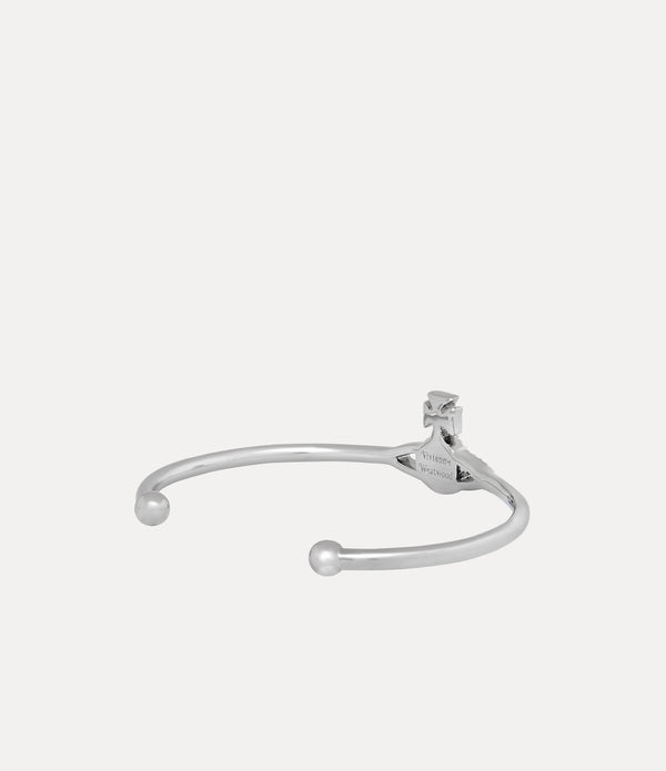 Grace Bas Relief Open Bangle - Platinum / Crystal Crystal