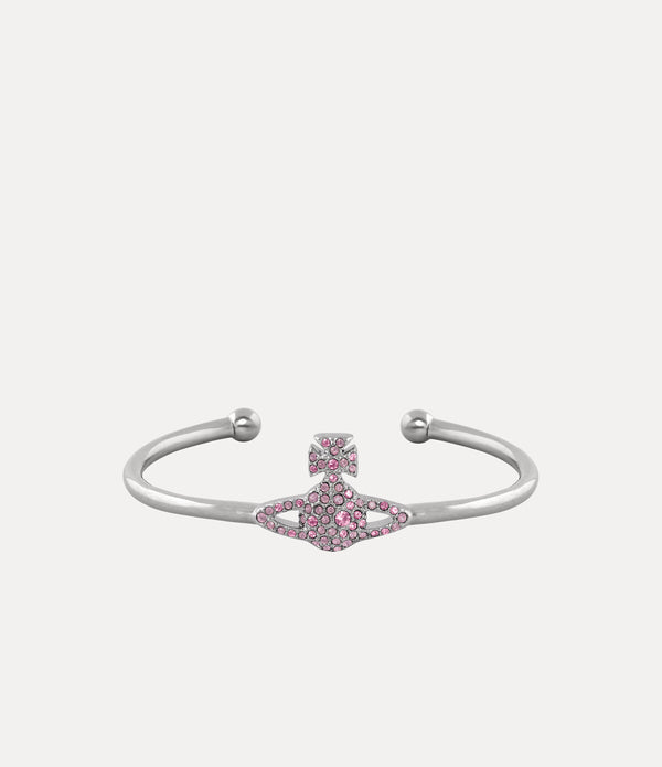 Grace Bas Relief Open Bangle - Platinum / Iris, Light Amethyst, Light Rose Crystal