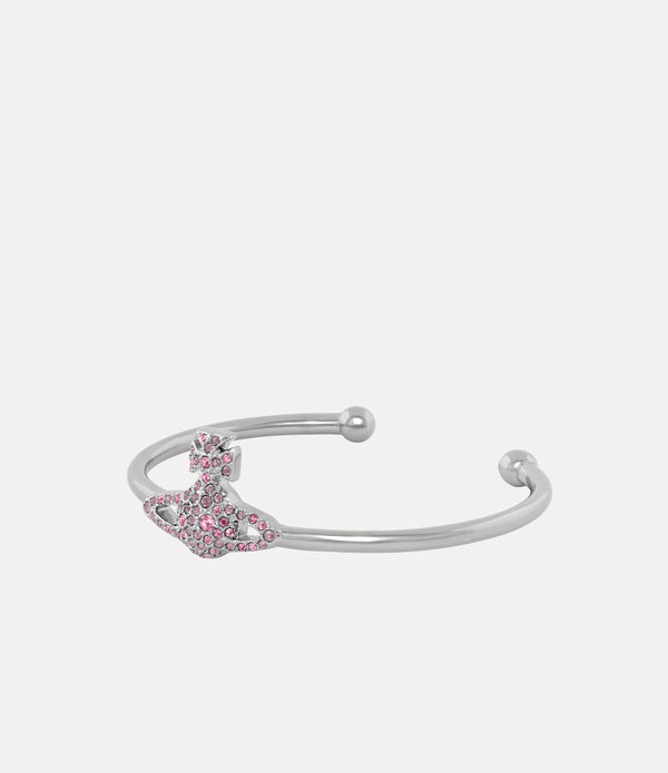 Grace Bas Relief Open Bangle - Platinum / Iris, Light Amethyst, Light Rose Crystal