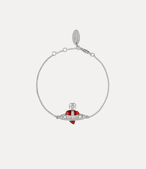 New Diamante Heart Bracelet - Platinum / Crystal / Indian Pink Enamel