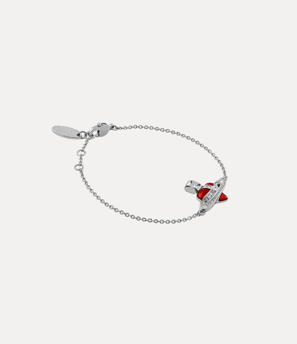 New Diamante Heart Bracelet - Platinum / Crystal / Indian Pink Enamel