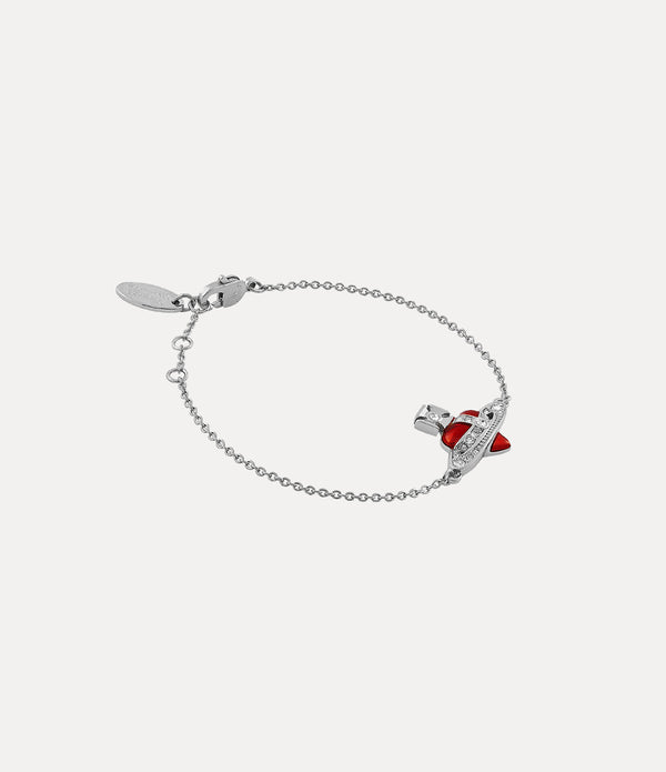 New Diamante Heart Bracelet - Platinum / Crystal / Indian Pink Enamel