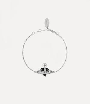 New Diamante Heart Bracelet - Platinum / Black Diamond Crystal / Black