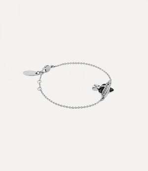 New Diamante Heart Bracelet - Platinum / Black Diamond Crystal / Black