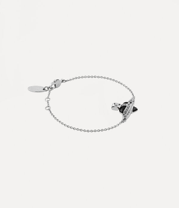 New Diamante Heart Bracelet - Platinum / Black Diamond Crystal / Black