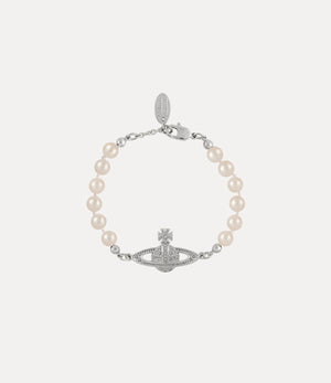 Mini Bas Relief Pearl Bracelet - Platinum / Crystal Crystal / Pearl Pearl