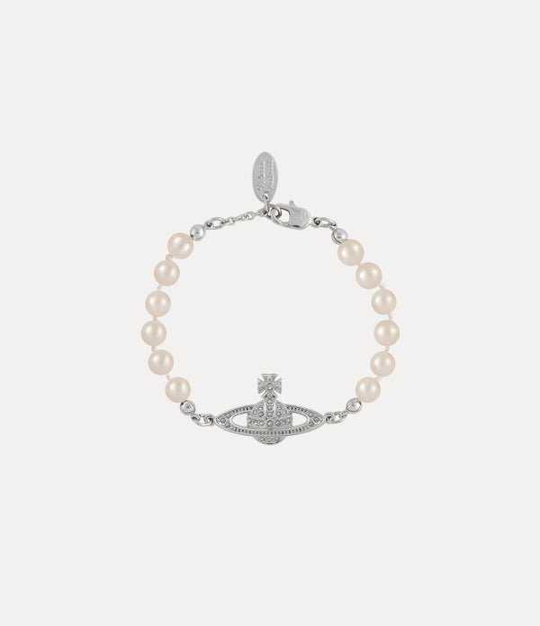 Mini Bas Relief Pearl Bracelet - Platinum / Crystal Crystal / Pearl Pearl