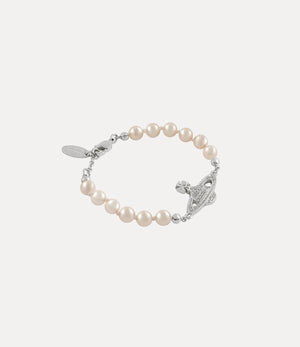 Mini Bas Relief Pearl Bracelet - Platinum / Crystal Crystal / Pearl Pearl