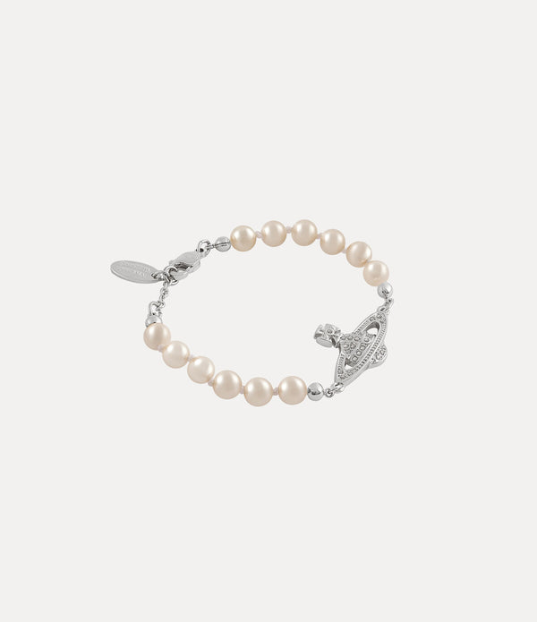 Mini Bas Relief Pearl Bracelet - Platinum / Crystal Crystal / Pearl Pearl