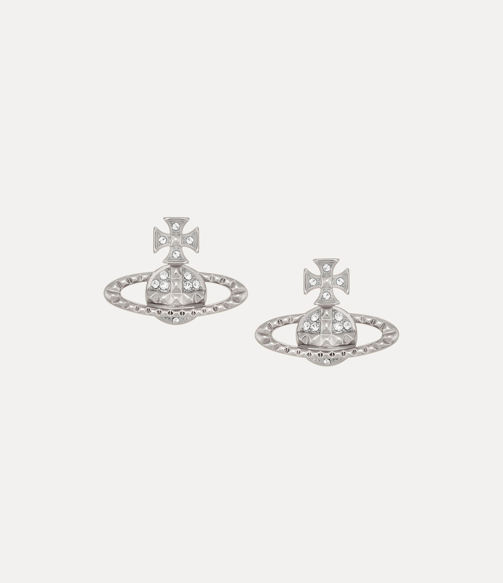 Mayfair Bas Relief Earrings - Rhodium / Crystal