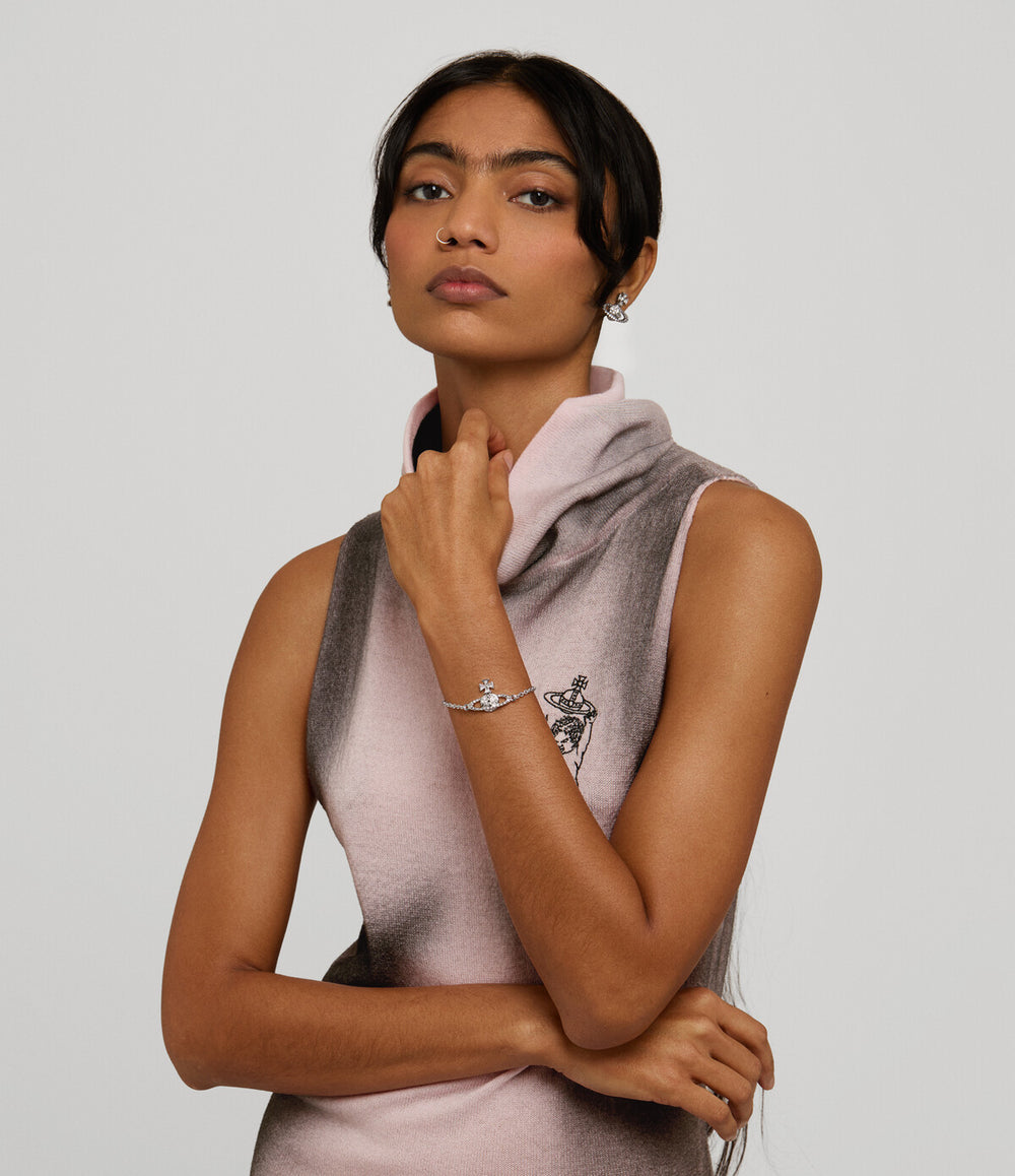 Mayfair Bas Relief Earrings - Rhodium / Crystal