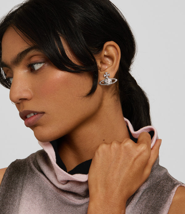 Mayfair Bas Relief Earrings - Rhodium / Crystal