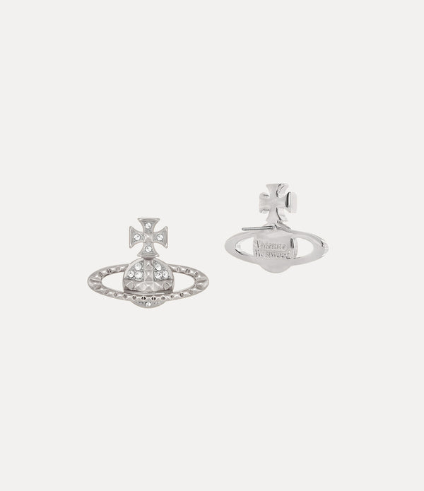 Mayfair Bas Relief Earrings - Rhodium / Crystal