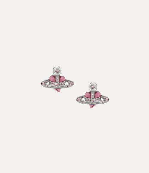 New Diamante Heart Earrings - Platinum / Vintage Rose Crystal / Light Rose Enamel