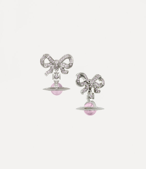 Octavie Earrings - Platinum / Pink, Pink CZ