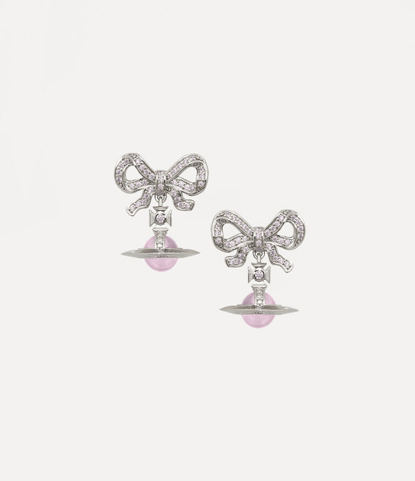 Octavie Earrings - Platinum / Pink, Pink CZ