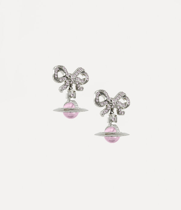 Octavie Earrings - Platinum / Pink, Pink CZ