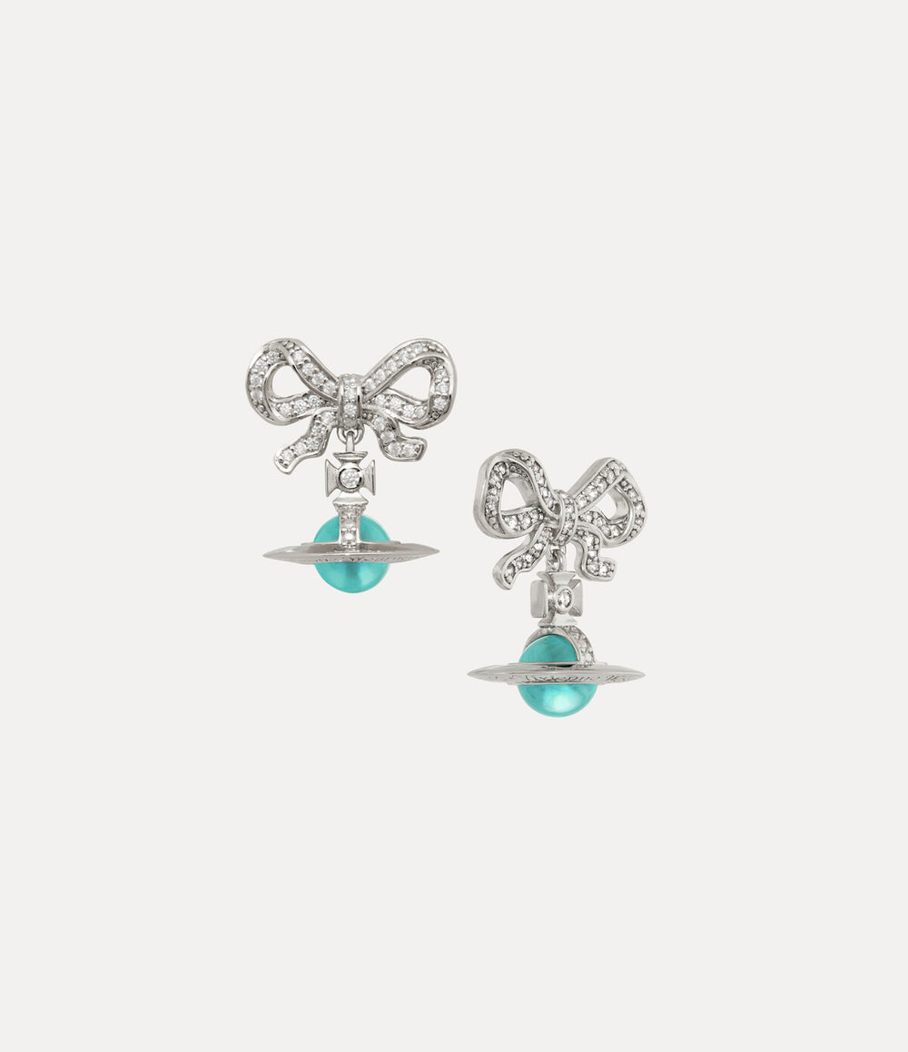 Octavie Earrings - Platinum / White, Turquoise CZ