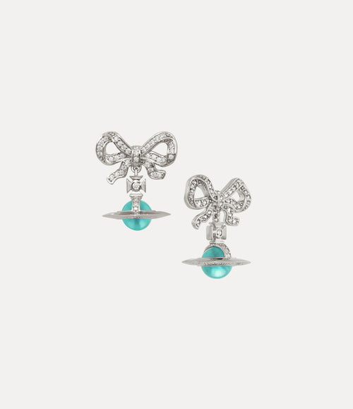 Octavie Earrings - Platinum / White, Turquoise CZ