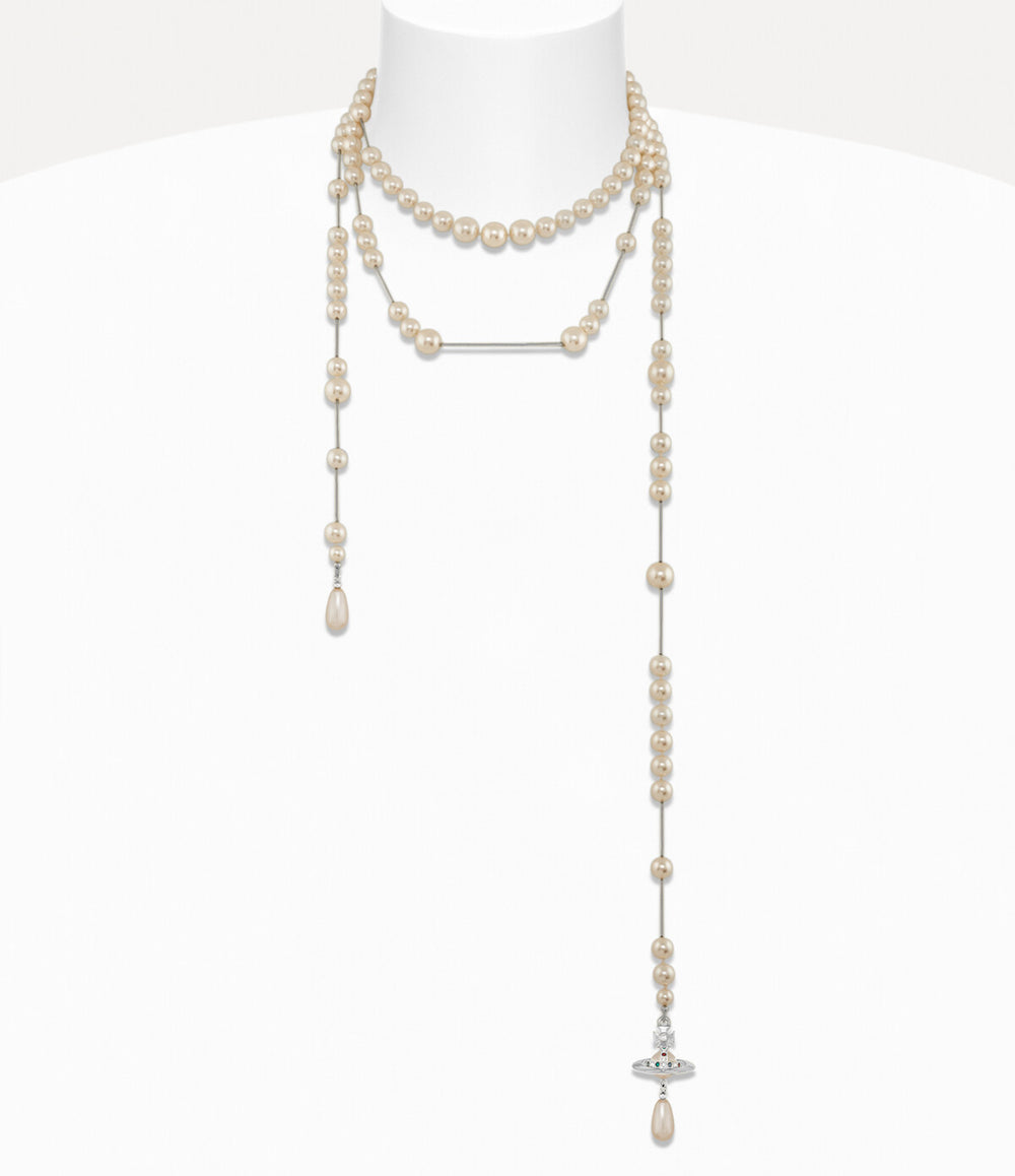 Broken Pearl Necklace - Platinum / Pearl / Multi