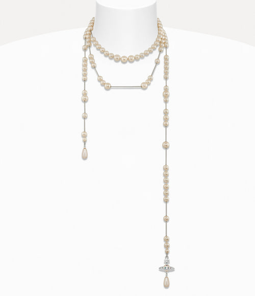 Broken Pearl Necklace - Platinum / Pearl / Multi