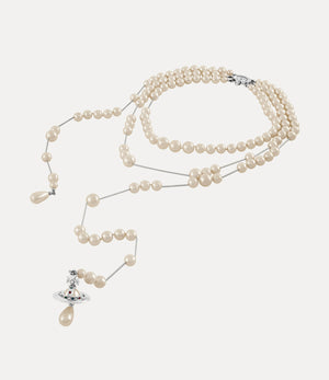 Broken Pearl Necklace - Platinum / Pearl / Multi