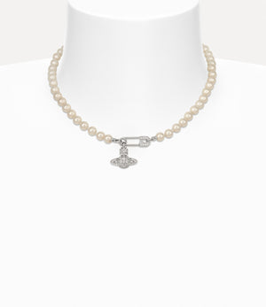 Lucrece Pearl Necklace - Platinum / Light Creamrose Pearl / White CZ