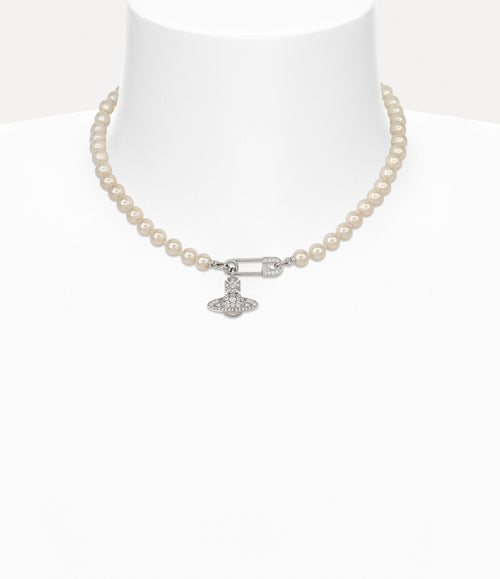 Lucrece Pearl Necklace - Platinum / Light Creamrose Pearl / White CZ