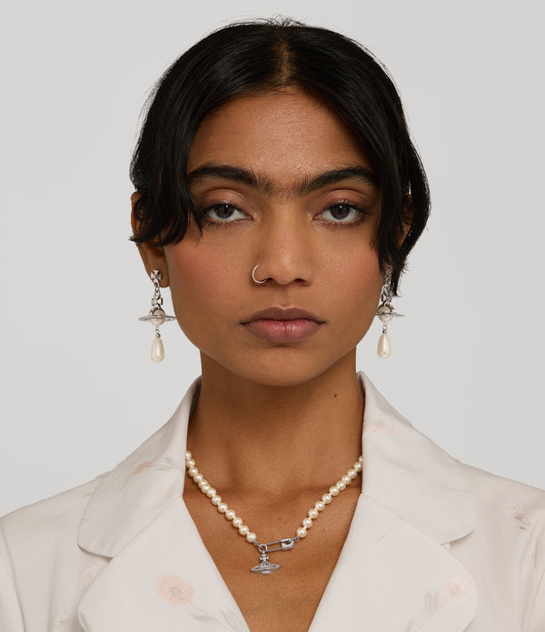 Lucrece Pearl Necklace - Platinum / Light Creamrose Pearl / White CZ