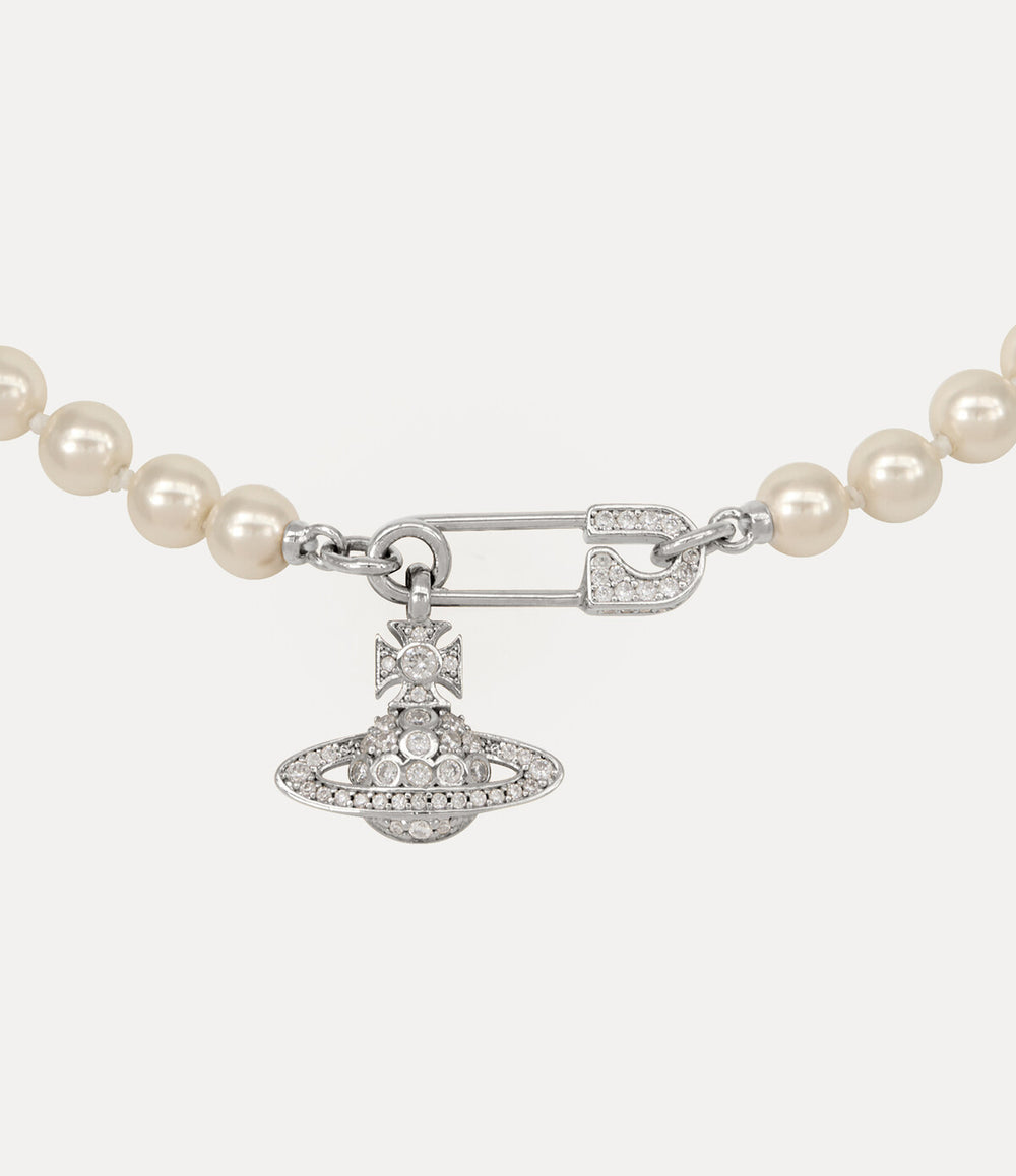 Lucrece Pearl Necklace - Platinum / Light Creamrose Pearl / White CZ