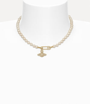 Lucrece Pearl Necklace - Gold / Light Creamrose / White CZ