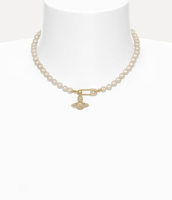Lucrece Pearl Necklace - Gold / Light Creamrose / White CZ