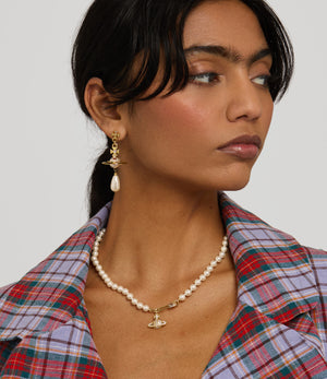 Lucrece Pearl Necklace - Gold / Light Creamrose / White CZ