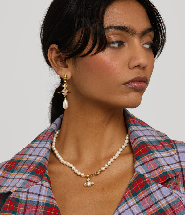 Lucrece Pearl Necklace - Gold / Light Creamrose / White CZ