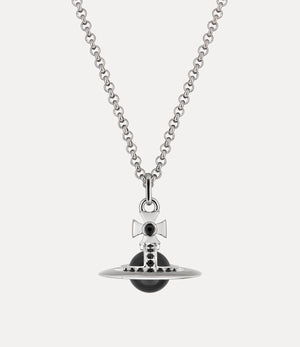 New Tiny Orb Pendant Necklace - Platinum / Black CZ / Jet Crystal