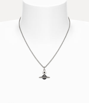 New Tiny Orb Pendant Necklace - Platinum / Black CZ / Jet Crystal