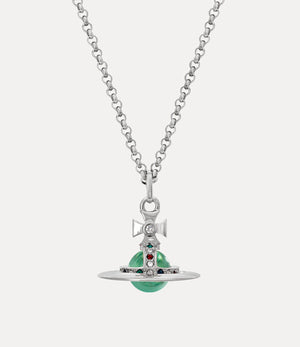 New Tiny Orb Pendant Necklace - Platinum / Mint Green / Multi
