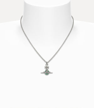 New Tiny Orb Pendant Necklace - Platinum / Mint Green / Multi