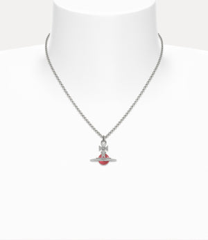 New Tiny Orb Pendant Necklace - Platinum / Indian Pink CZ / Padparadscha, Light
