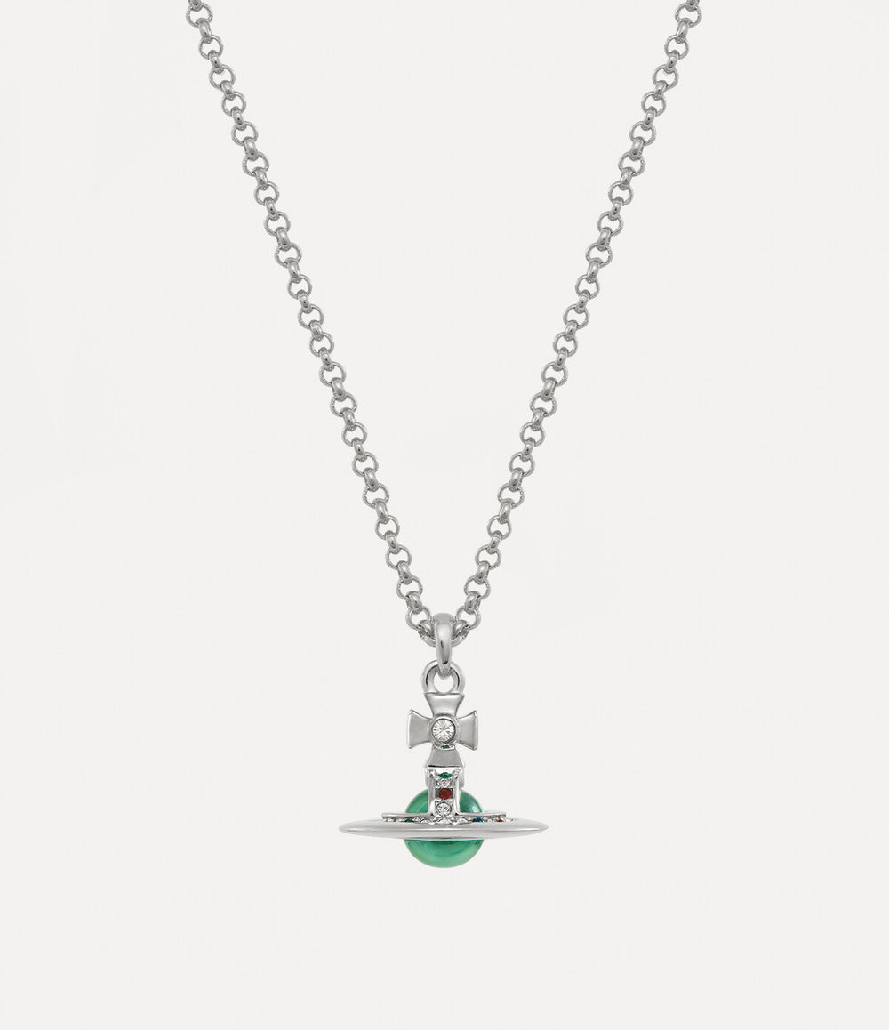 New Petite Orb Pendant Necklace - Platinum / Mint Green / Multi