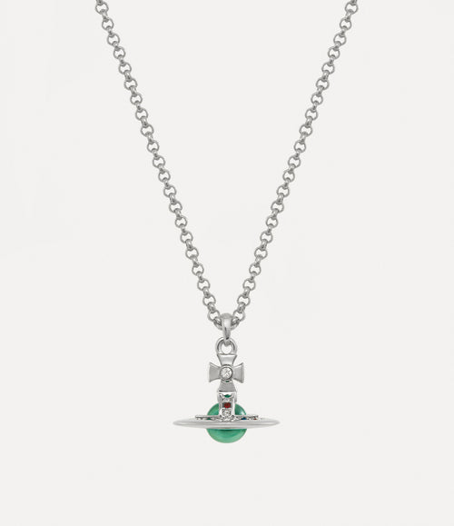 New Petite Orb Pendant Necklace - Platinum / Mint Green / Multi