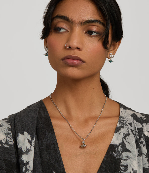 New Petite Orb Pendant Necklace - Platinum / Mint Green / Multi