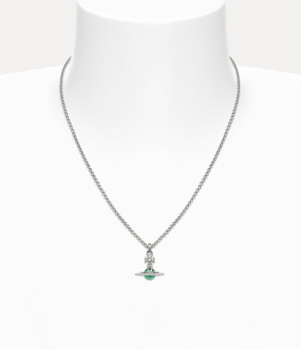 New Petite Orb Pendant Necklace - Platinum / Mint Green / Multi