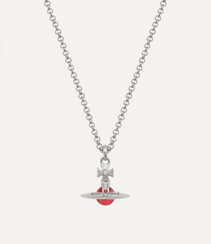 New Petite Orb Pendant Necklace - Platinum / Indian Pink CZ / Padparadscha, Light