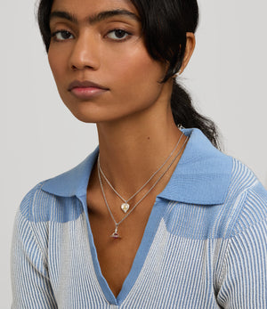 New Petite Orb Pendant Necklace - Platinum / Indian Pink CZ / Padparadscha, Light