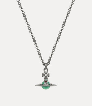 New Petite Orb Pendant Necklace - Ruthenium / Mint Green CZ / Emerald, Siam, Montana