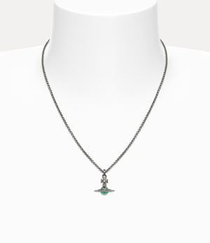 New Petite Orb Pendant Necklace - Ruthenium / Mint Green CZ / Emerald, Siam, Montana